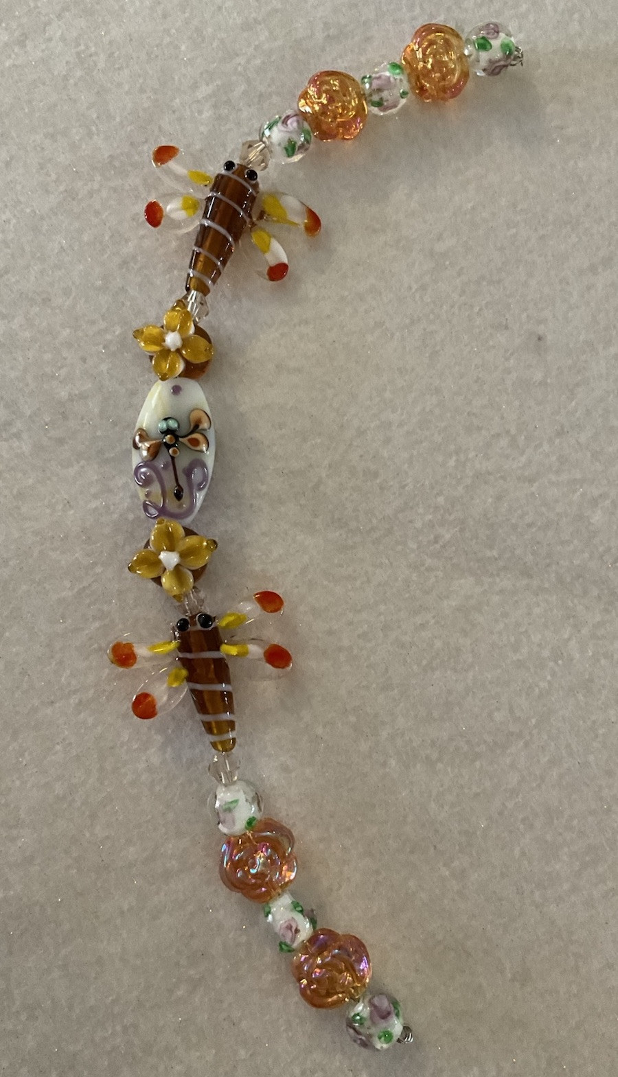 New 9” Strand Whimsical Dragonflies LampWork Glass Beads 10-26mm/Animal Beads