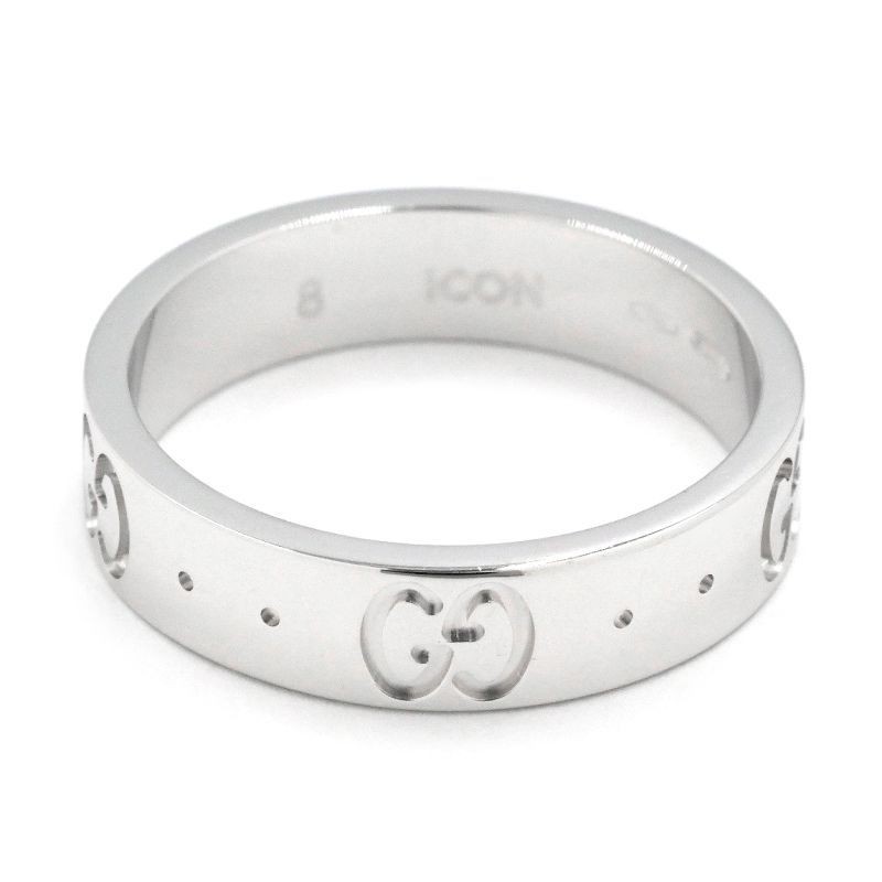 Gucci Icon Slim Ring US 4.5 7.5 K18WG Interlocking G Flat Logo