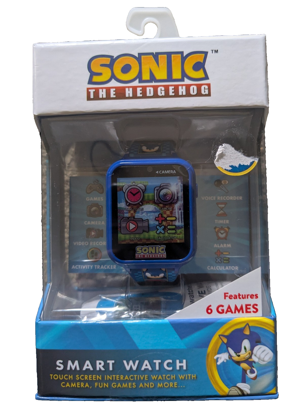 Sega Sonic The Hedgehog Interactive Smart Watch games camera video SEALED