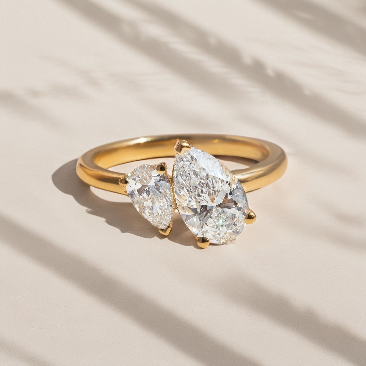 4CT Pear Cut Moissanite Gold Engagement Ring Size 6 7 8 9