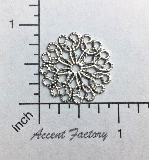 Victorian Round Filigree Antique Matte Silver Ox 24504