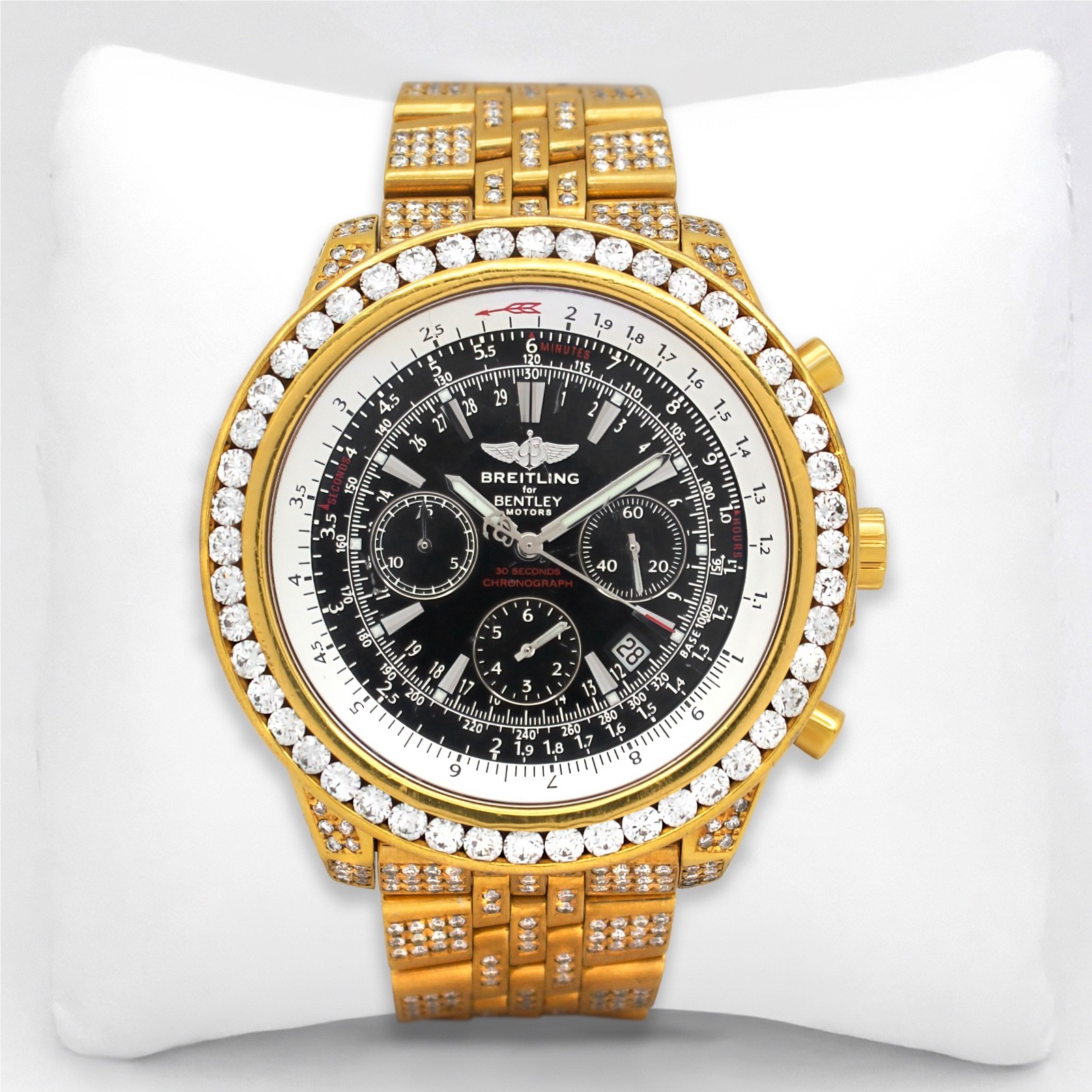 Breitling Bentley Motors A25362 Auto 50mm Custom Diam 18K YG Plated Steel Watch