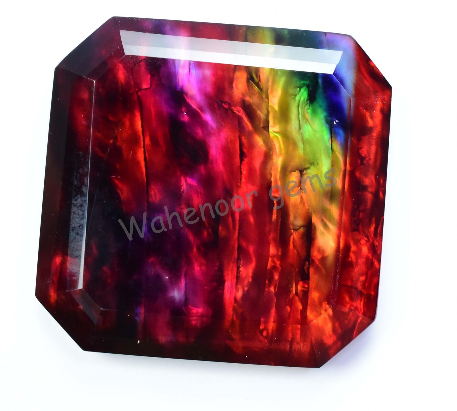 Huge 100 Ct Natural Ammolite Emerald Opal-Like Organic Doublet Rare Gemstone
