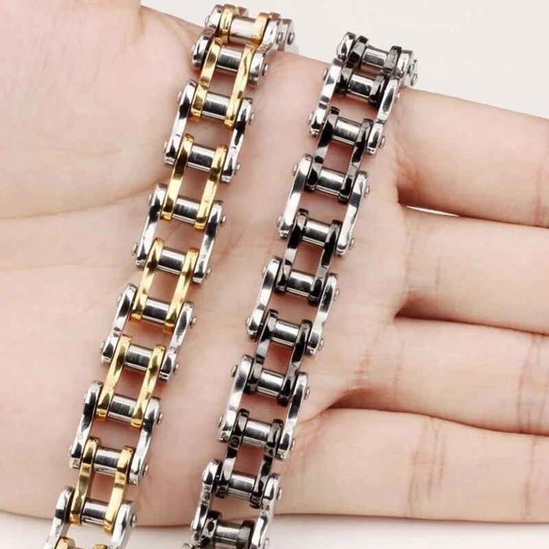Stainless Steel Biker Chain Bracelet Mens Bracelet Link Chain Motorcycle Bicycle