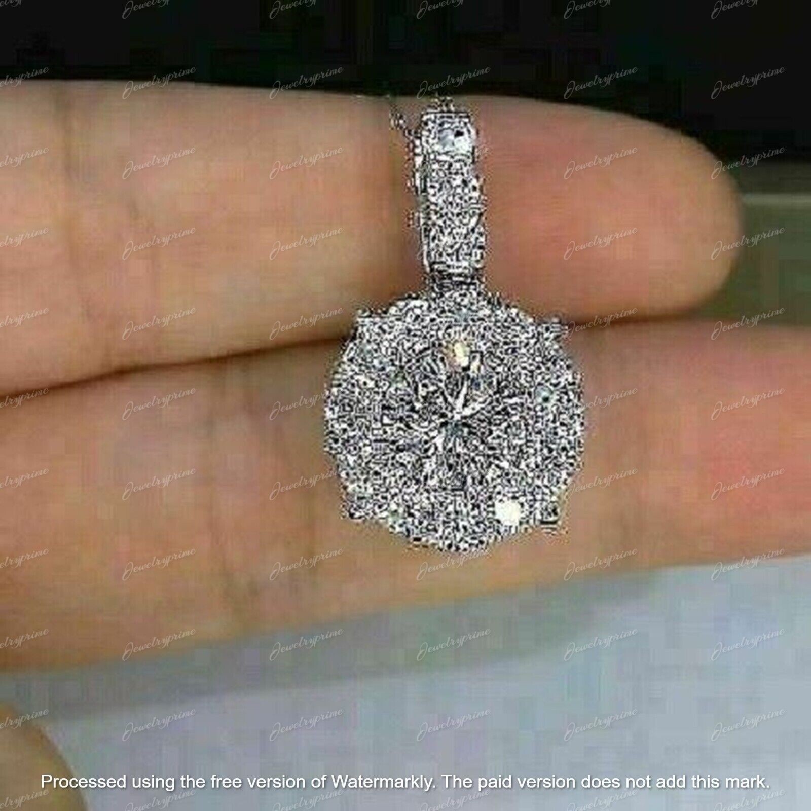 3 Ct Round Cut Lab Created Diamond Halo Pendant Necklace 14K White Gold Finish
