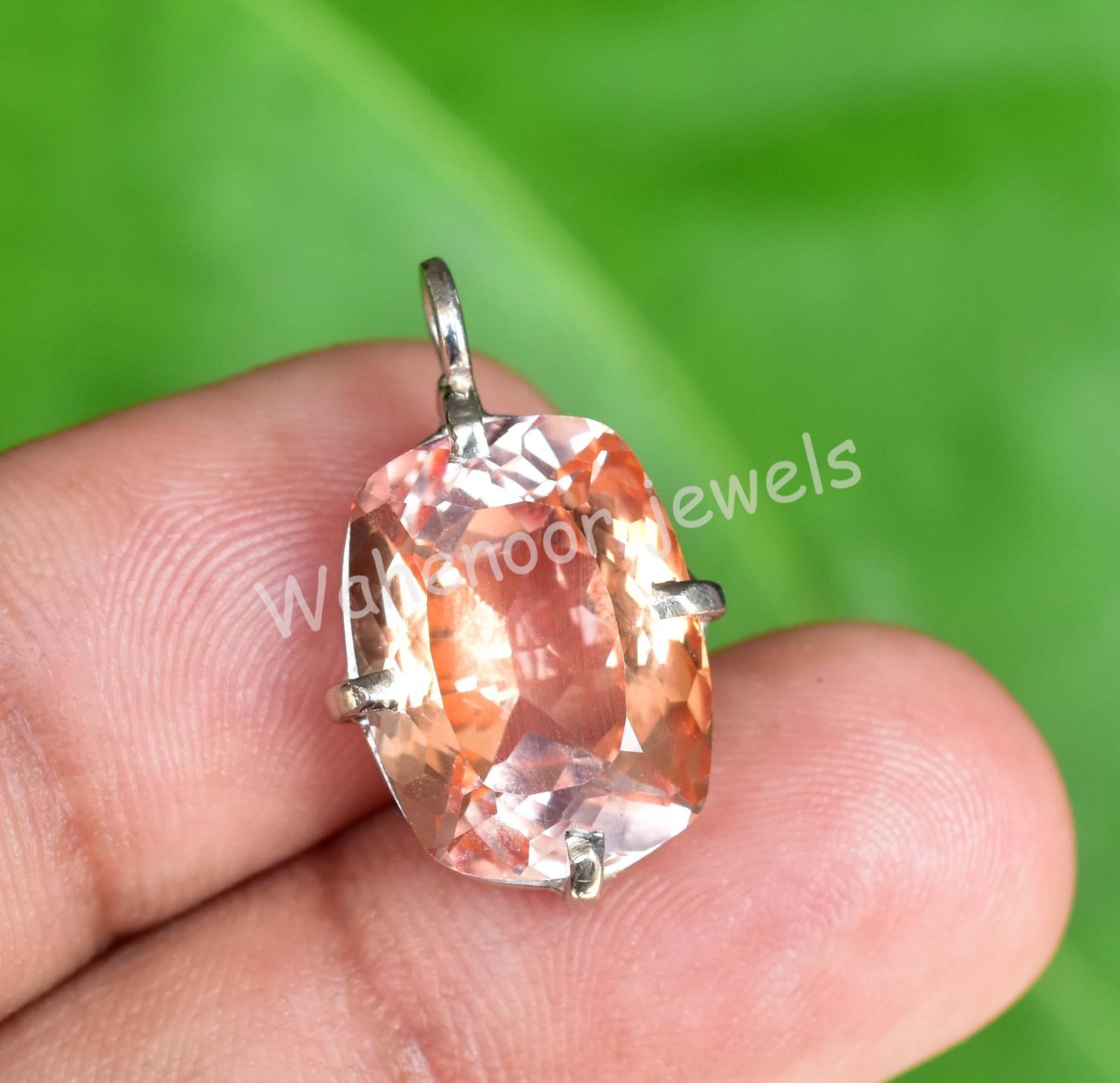 Rare 12 Ct Natural Imperial Topaz Cushion 925 Sterling Silver Pendant Certified