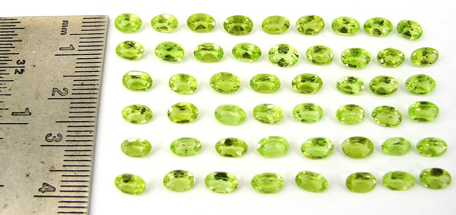 24.95 Ct Natural Peridot 4x6mm Loose Gemstone Oval Cut 50 Pcs Stone Lot – 32886