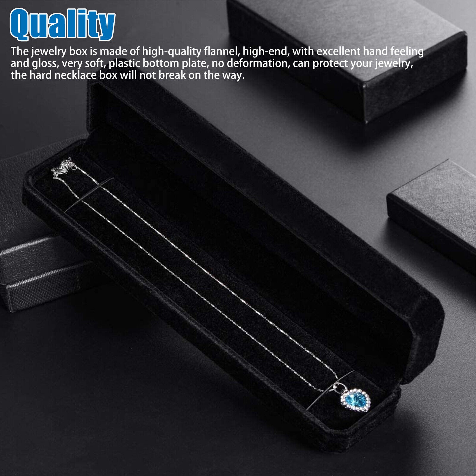 Black Velvet Bracelet Chain Necklace Gift Box Case Jewelry Display Mother’s Day