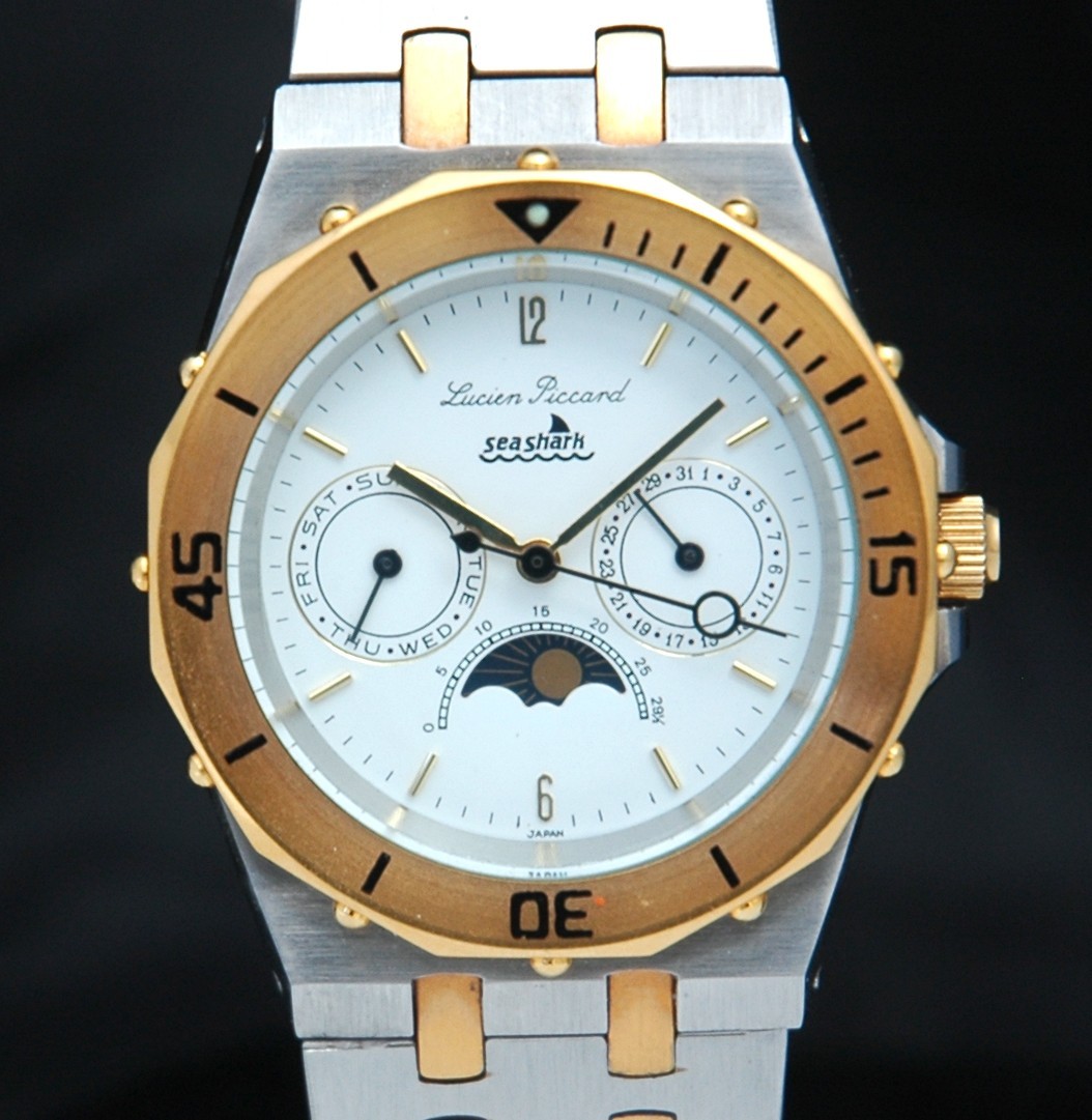 Lucien Piccard Seashark Men’s Watch Two Tone Gold Royal Oak Diver Rare Genta Ap