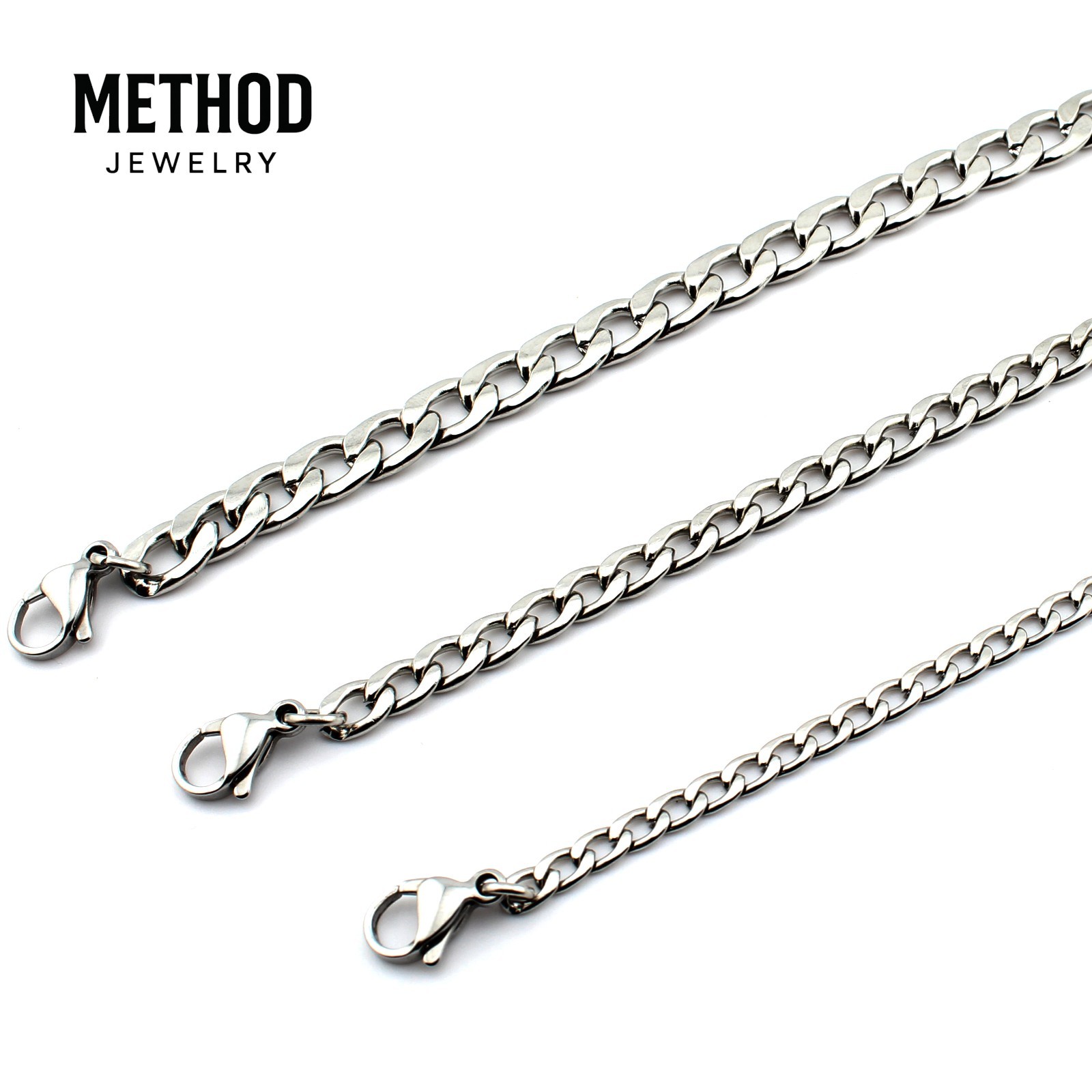20″ – 24″ Men’s Stainless Steel Silver Cuban Curb Chain Necklace 3.5/5/7mm