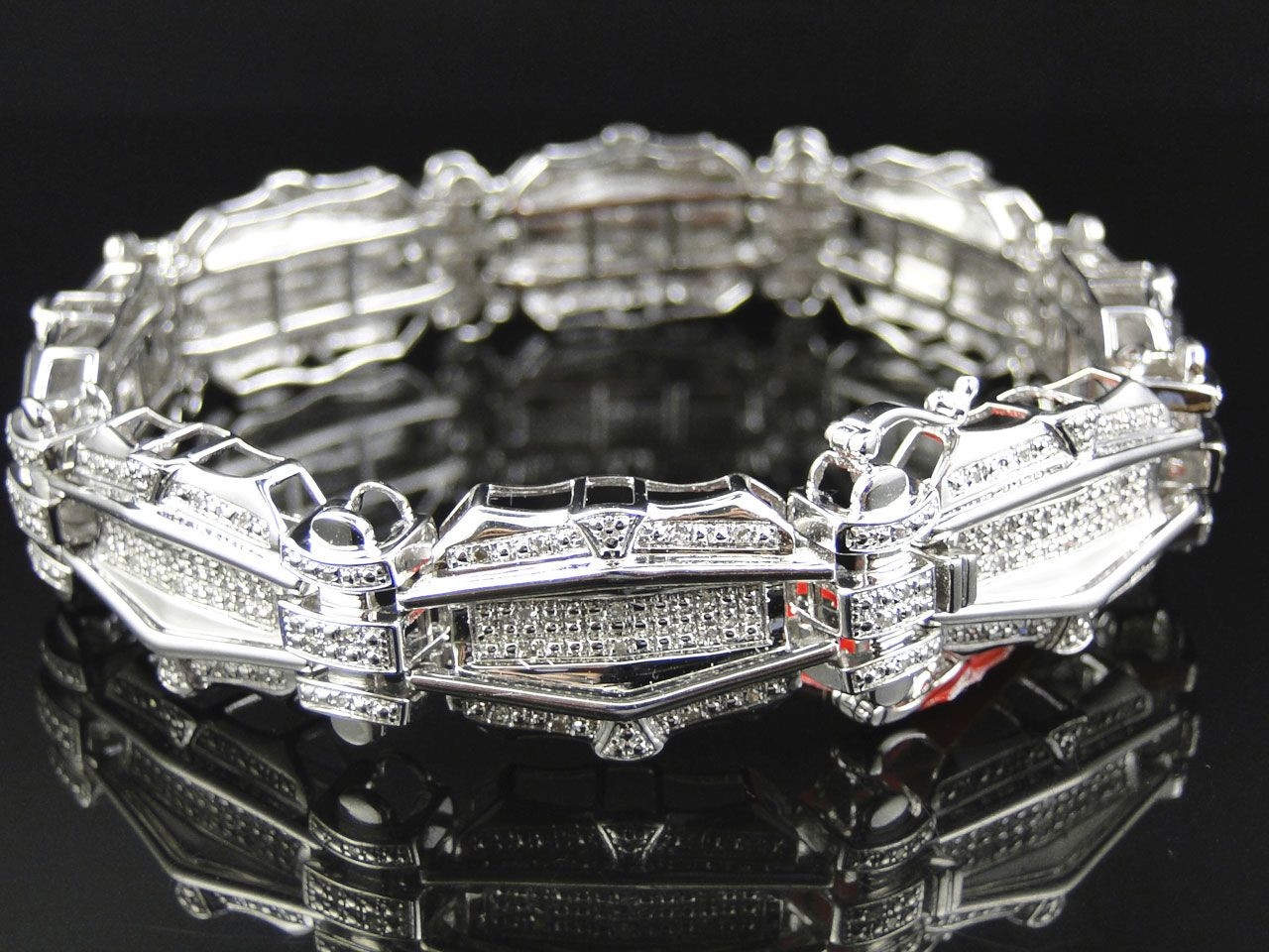 9.00 Ctw Round Cut Real Moissanite Tennis Men’s Bracelet 14k White Gold Plated