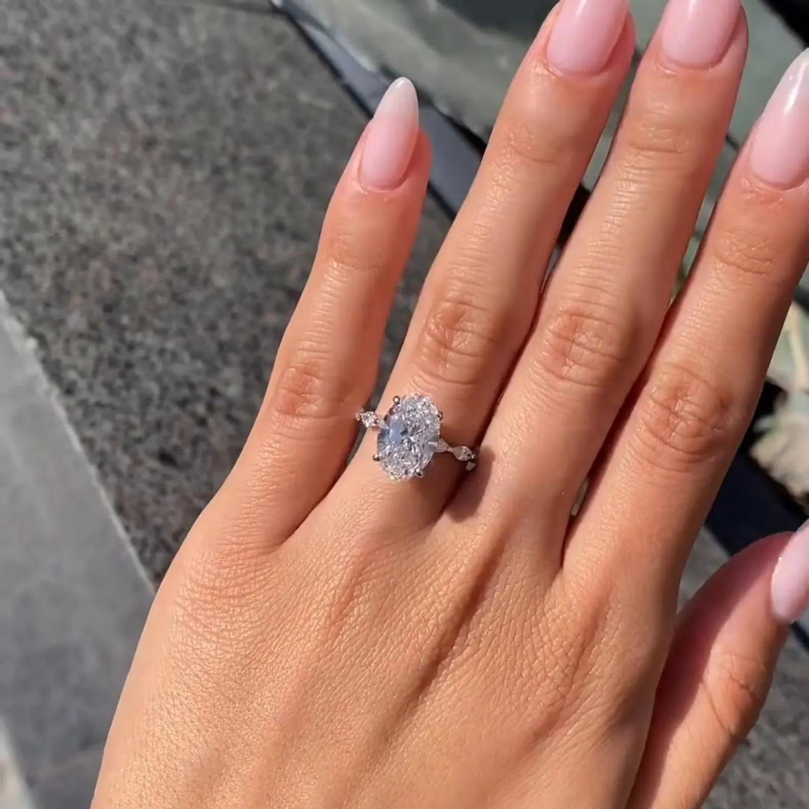 Oval Cut Moissanite Engagement Ring, 925 Silver Wedding Ring Gift for Woman