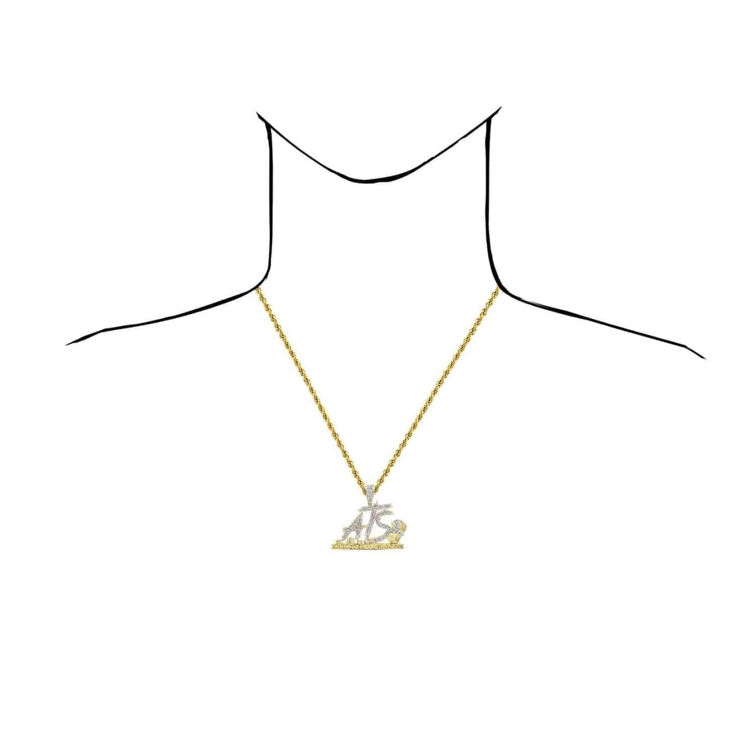 1.35CTW Real Diamond 10K Yellow Gold Cash Addicted to Success Pendant 1.7″