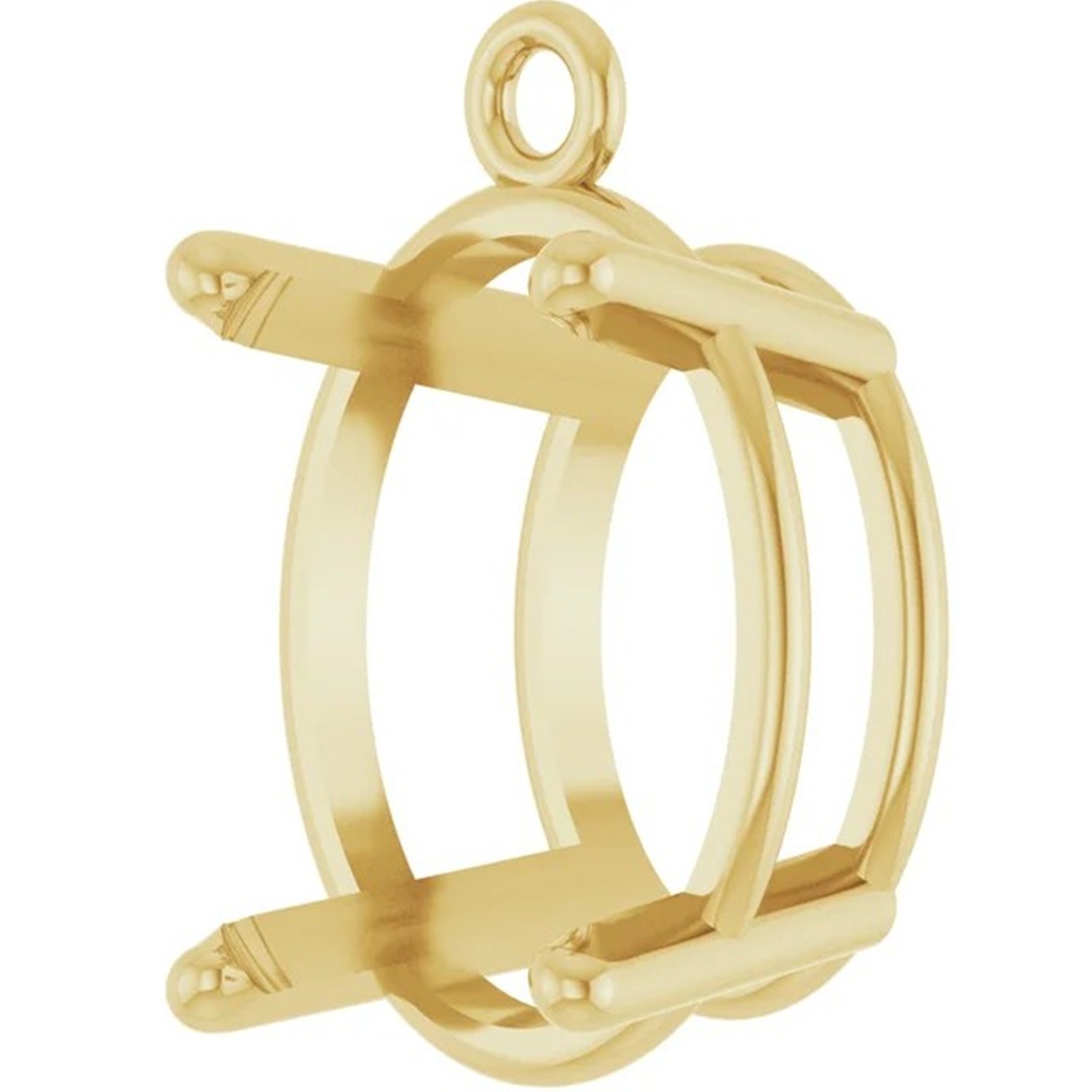 14K Yellow Gold Dangle Setting Oval Cut 4 Prong Basket Designed Mounting USA