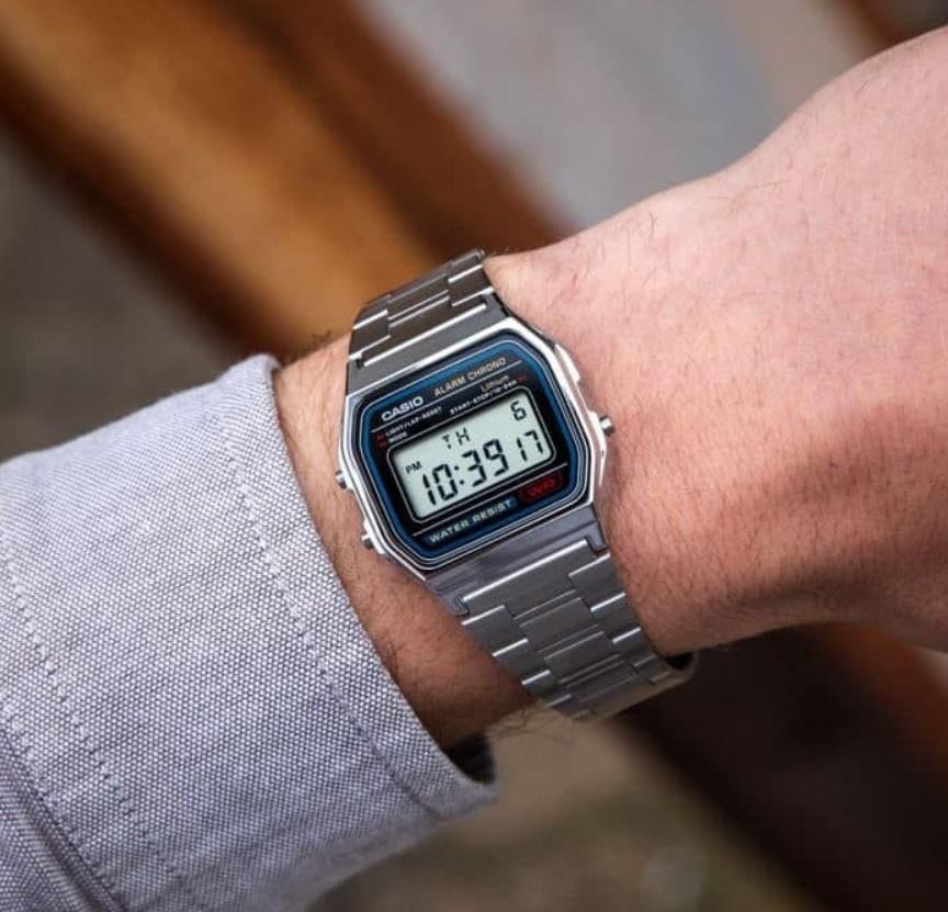 Casio A158WA-1D Vintage Series Digital Stainless Steel Quartz Unisex Retro Watch