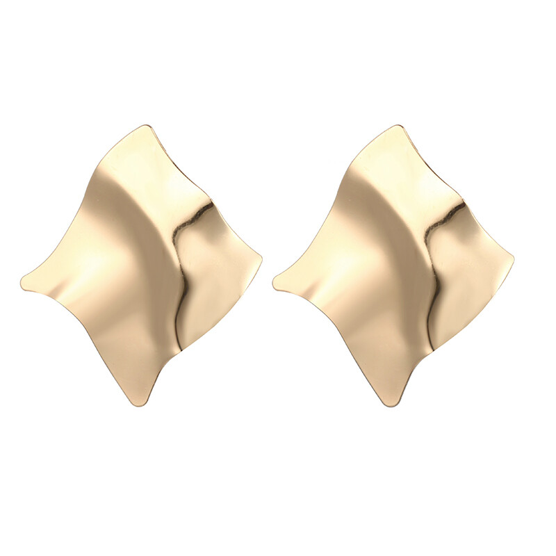 European and American Personality Trend Earrings Metal Texture Folds Exaggerated