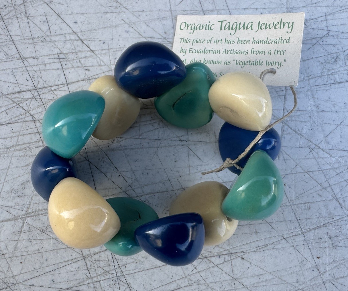 Organic Tagua Nut, Acai Seeds Bracelet Teardrop Handmade Ecuador Jewelry