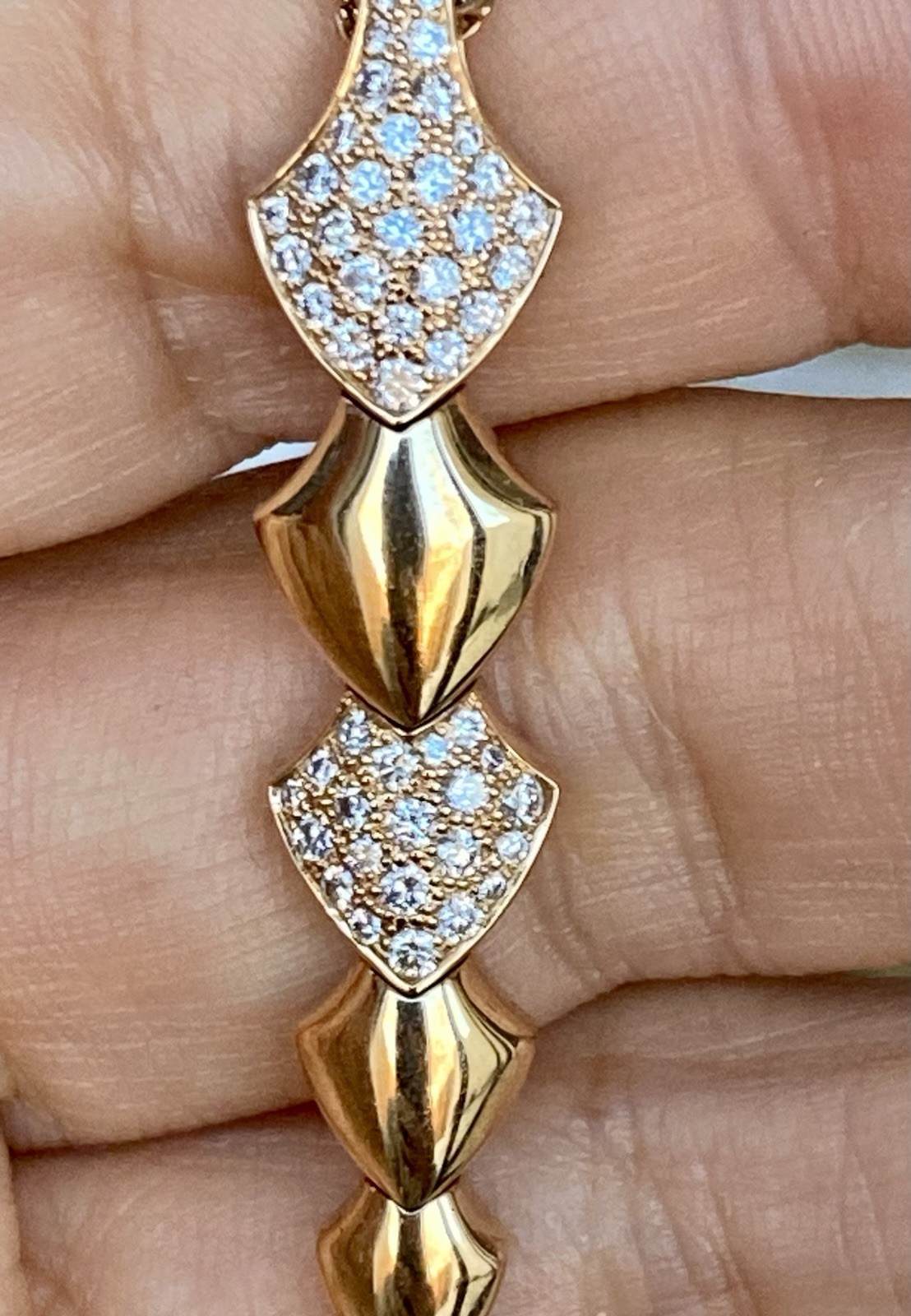 AKILLIS France 18K Rose Gold Diamond Python Necklace Extravagant $10K+ 4”
