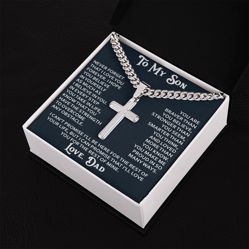 To My Son Cross Necklace Christian Gift From Dad Inspirational Faith Jewelry