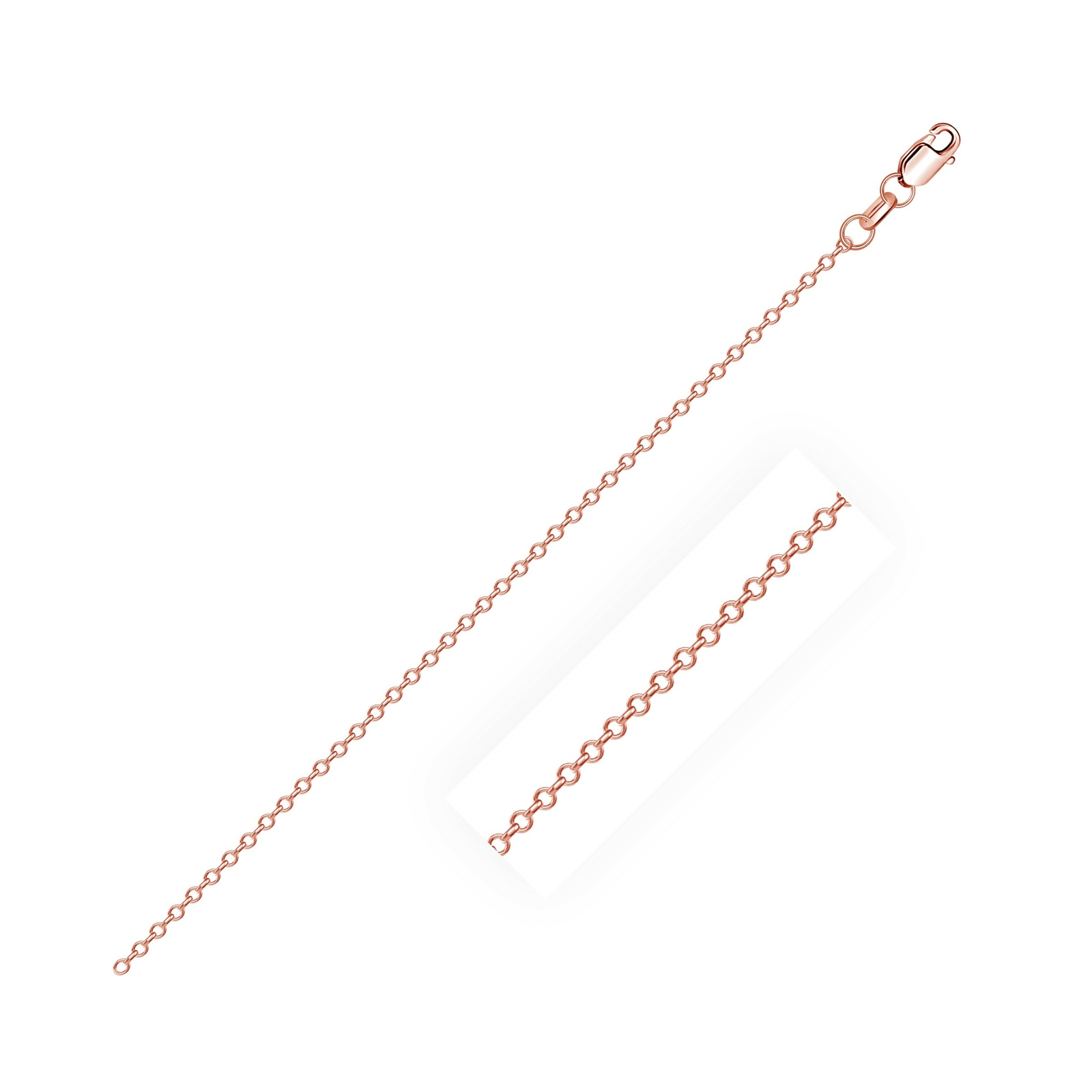 14k Rose Gold Classic Cable Link Chain 0.8mm Width 16″-20″ Inch Length Necklace