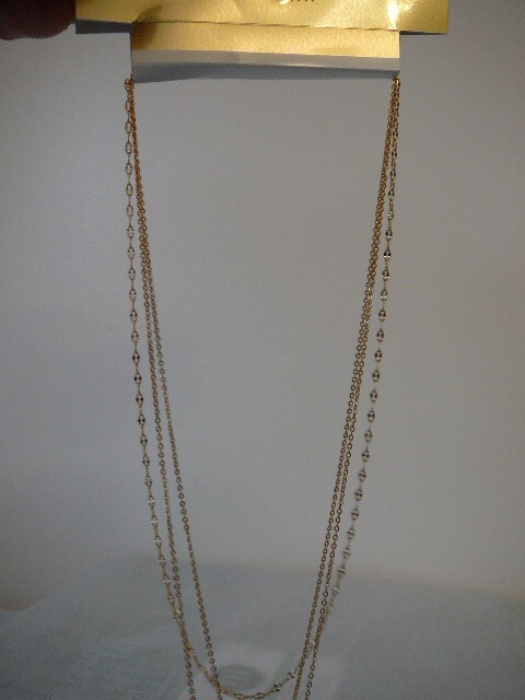 Essentials Triple Chain Layered Disc & Bar 18K Gold Plated 15″ Necklace-NEW $50