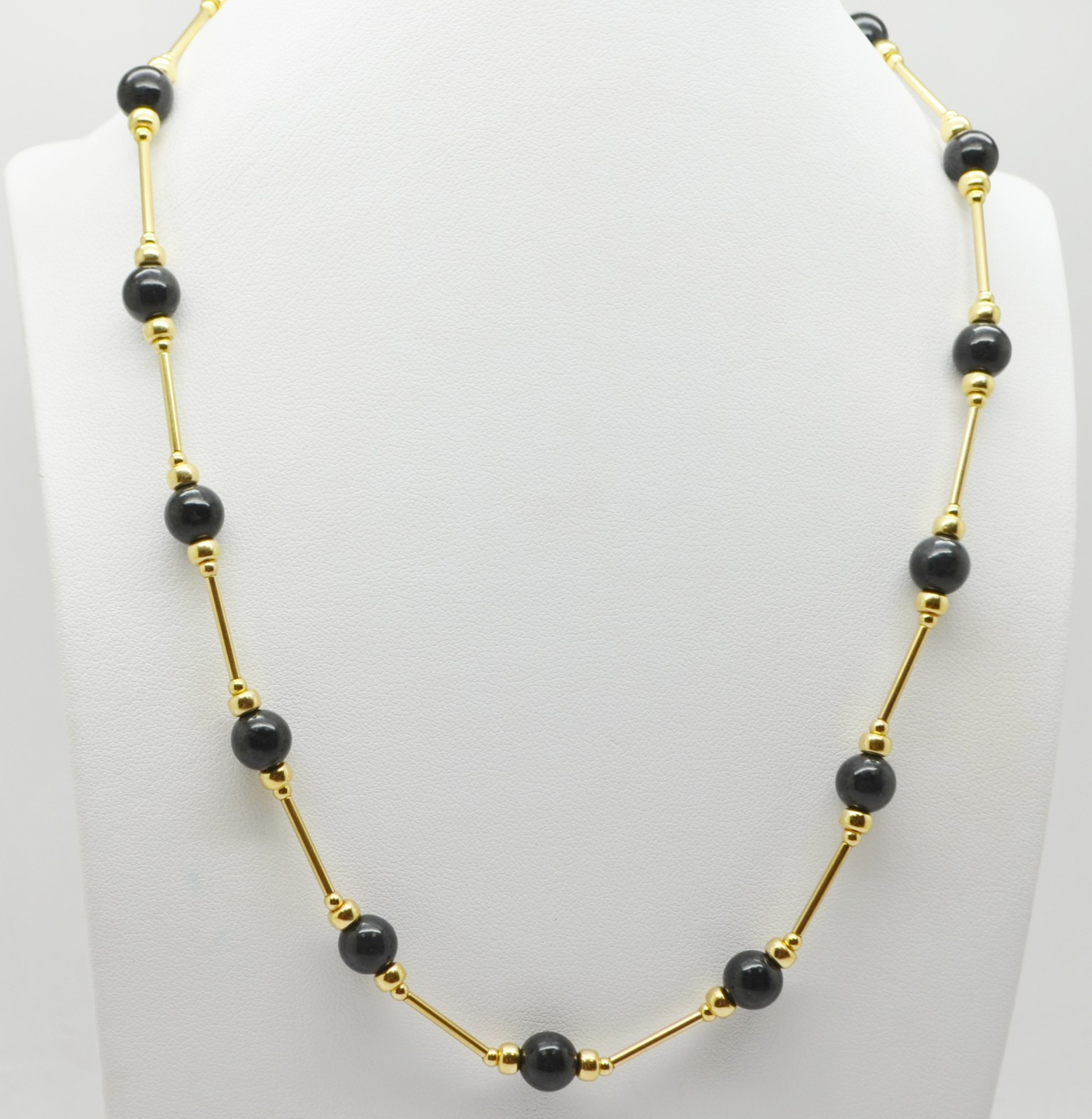 14K Yellow Gold Dark Beaded Pattern Necklace 17.0″ #GOLD-4064