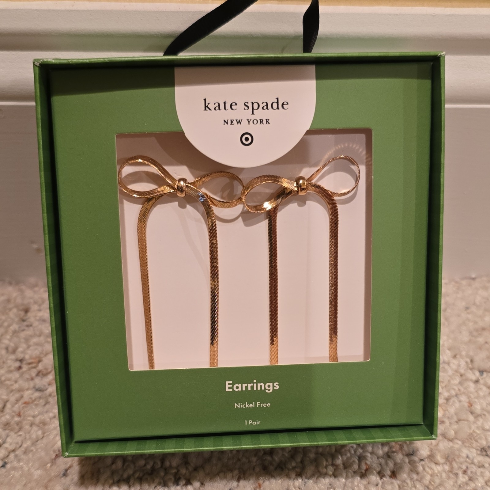 kate spade new york Gold Tone Bow Dangle Drop Earrings, Nickel-Free Metal