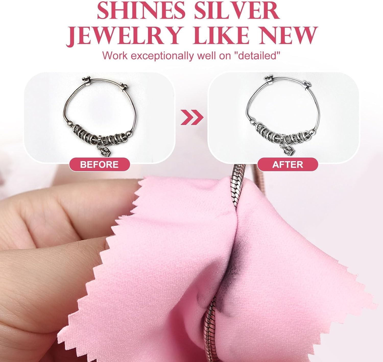 Compact 50pcs Pink Suede Cloths for Jewelry Care – Shine Your Precious Pieces