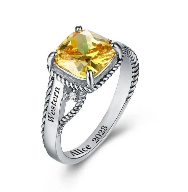 Personalized High School Class Ring College University Statement In 925 Silver