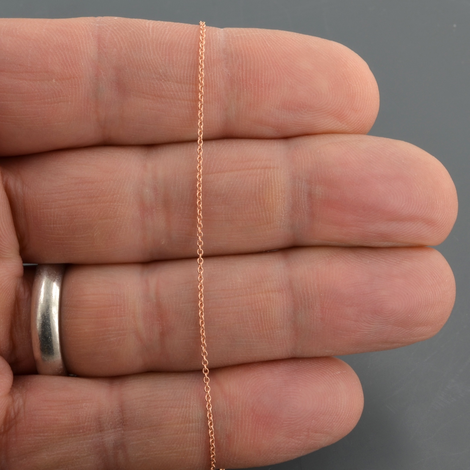 18K PINK GOLD 1.0MM ROUND CABLE LINK PENDANT CHAIN NECKLACE W/ LOBSTER LOCK