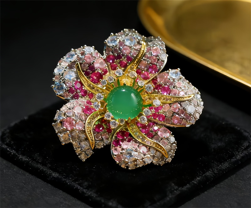 Beautiful Pink Color Flower Brooch With High Quality Design Brooch 5cmX5cm