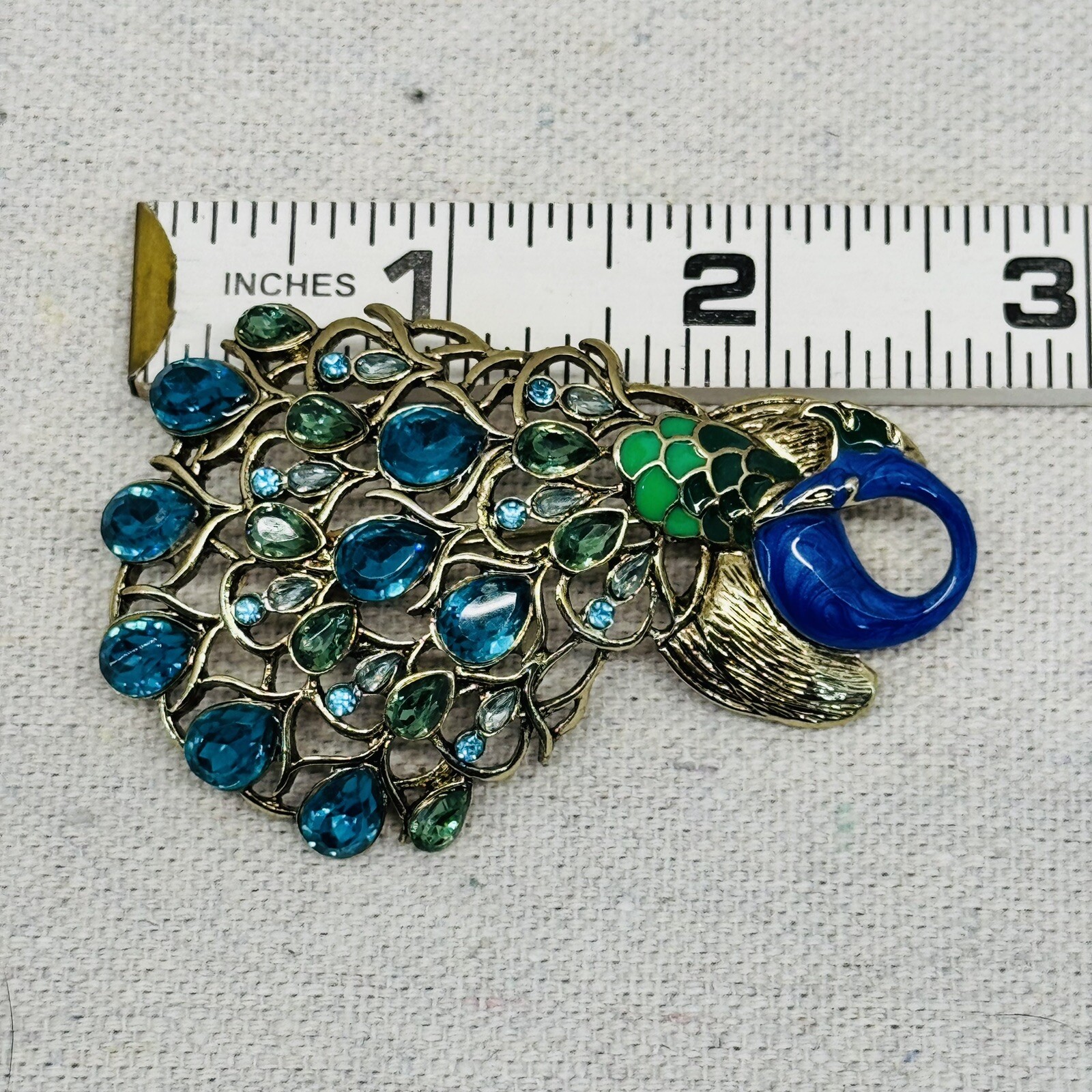 Dana Bachman Vibrant Blue Green Peacock Brooch Pin