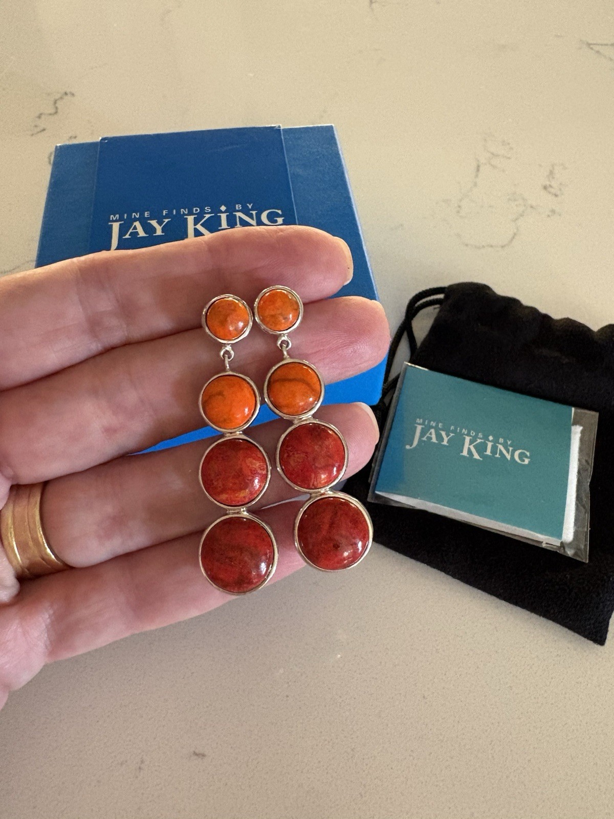 Mine Finds by Jay King Red Sea Bamboo Coral Sterling Silver Drop Earrings
