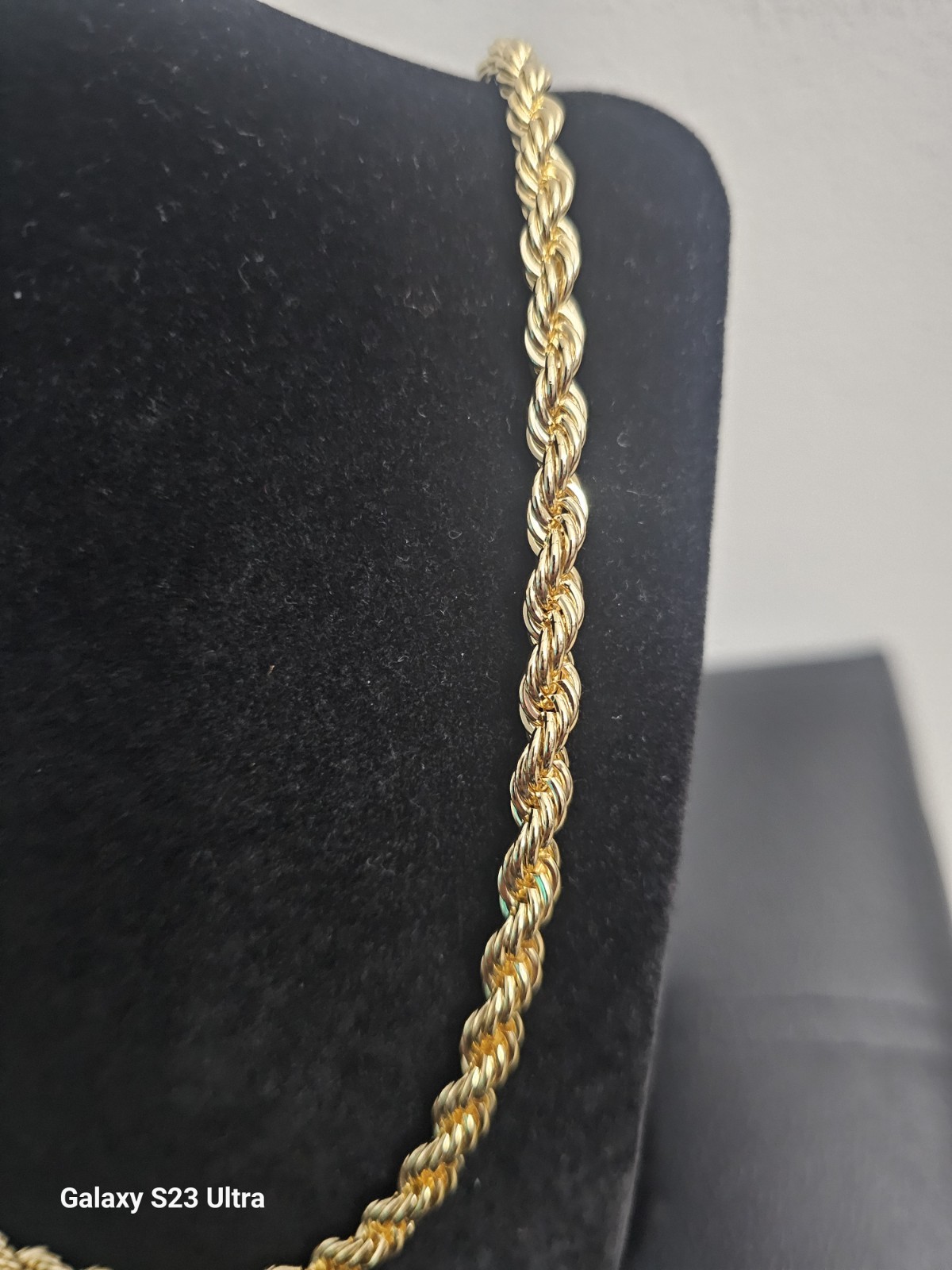 26in. 14k Gold Plated brass-5.9mm Rope Chain Necklace Lobster Clasp