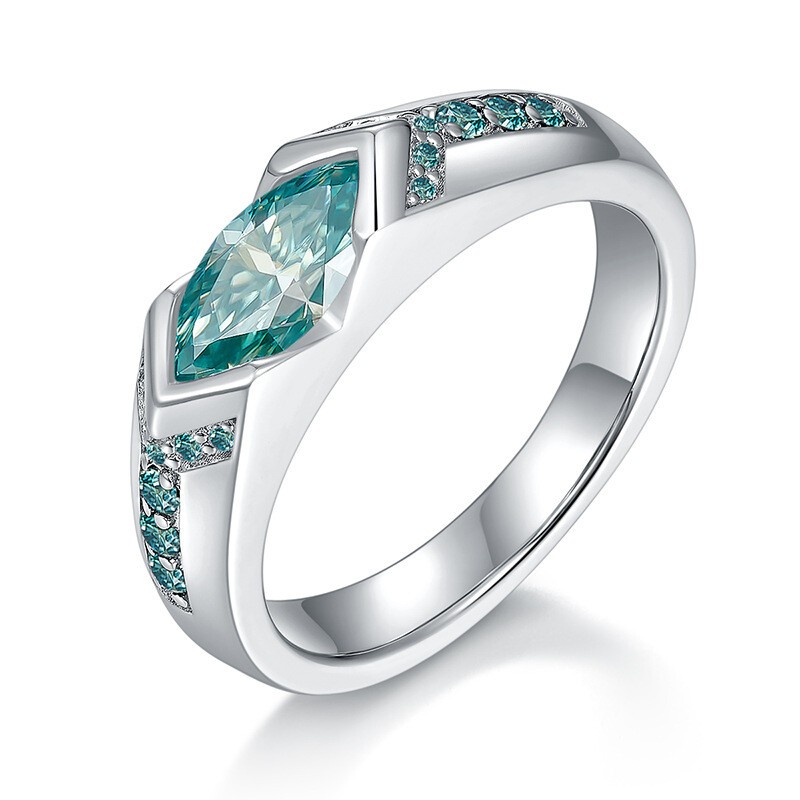 1 Carat Green Moissanite Engagement Band Ring 925 Sterling Silver – Pass Tester