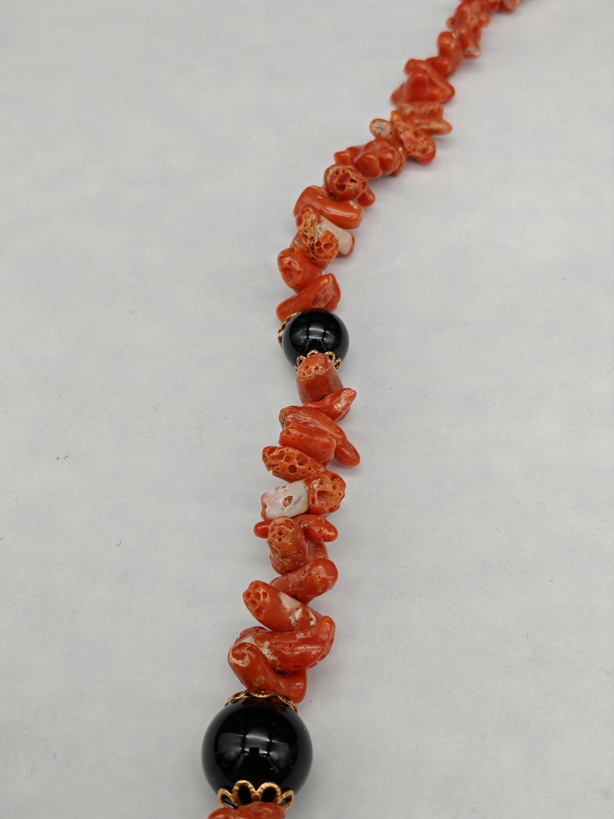 Women’s Red Coral Necklace of Sardinia Black Onyx Silver Italian Jewelry
