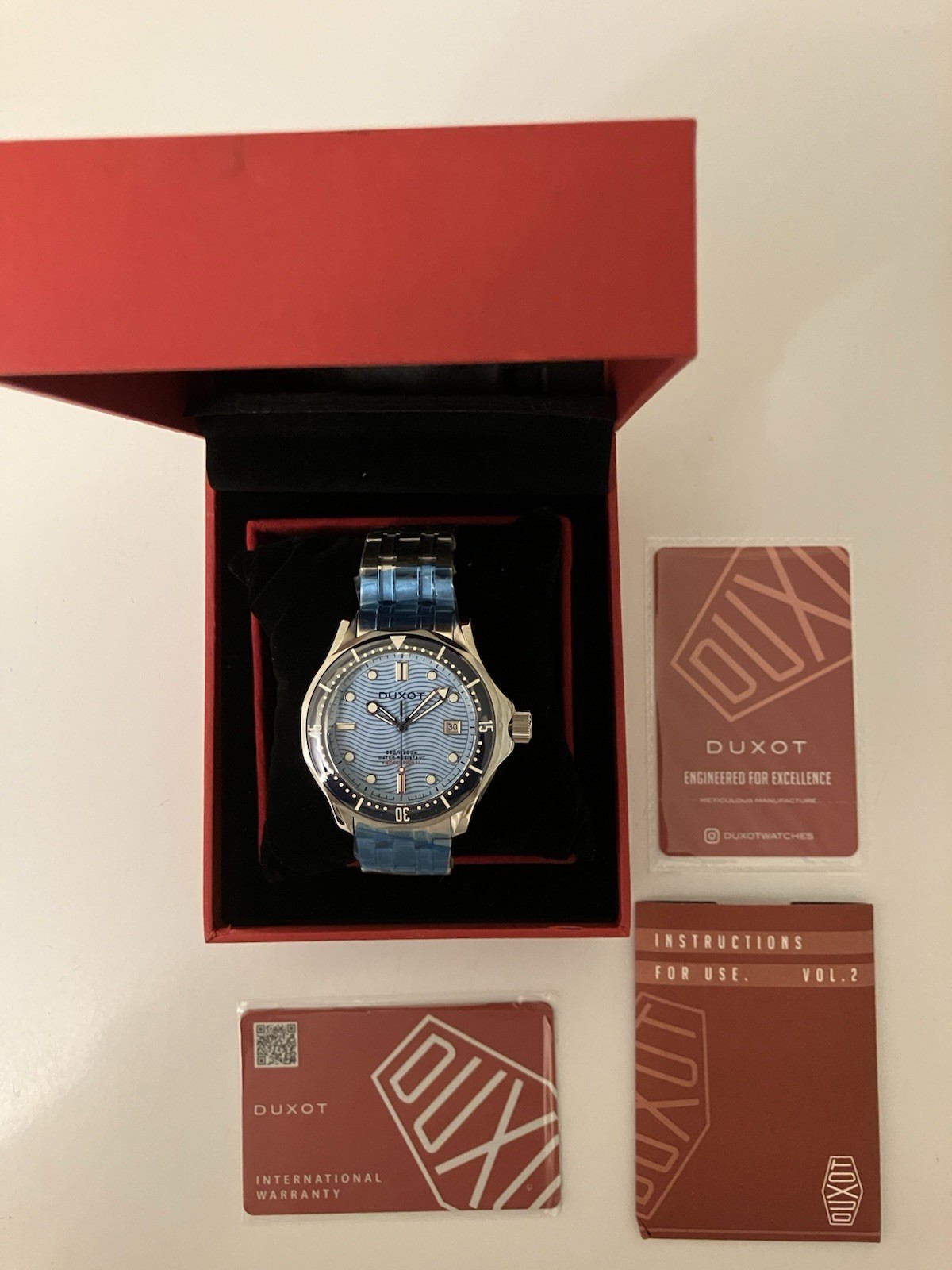 Duxot Henri Diver 200M Watch, Ice Blue, 41mm, Automatic, TMI NH35A Caliber, NIB