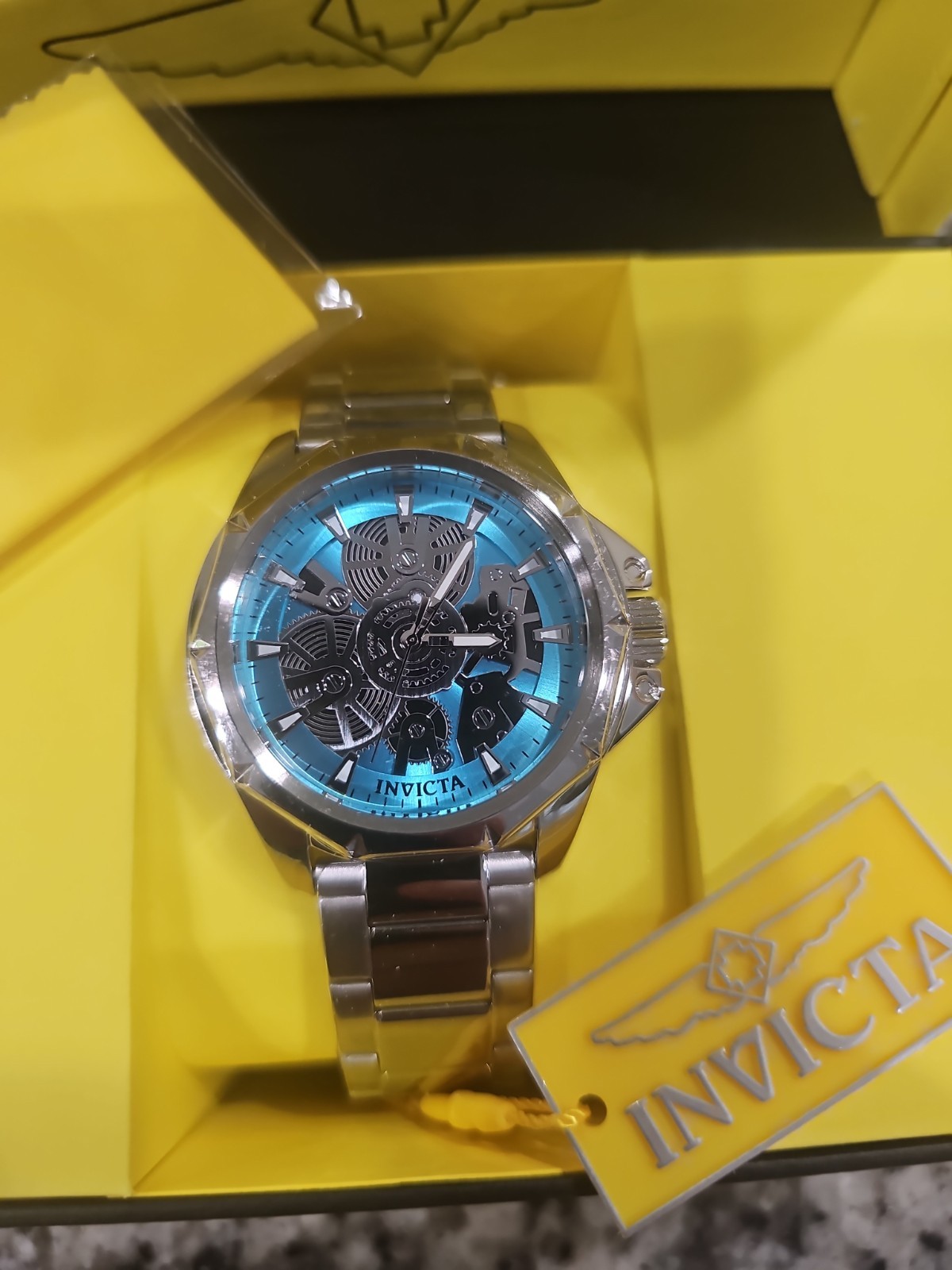 Retail 299.99! Invicta Auqa Objet D Art Men Watch w/ Skeleton Dial – 44mm. Steel