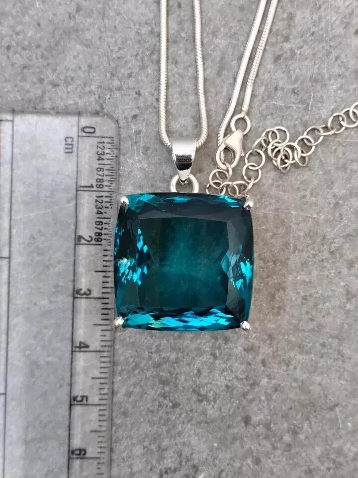 79.80 Ct London Blue Topaz Pendant Sterling Silver Pendant Gemstone Jewelry