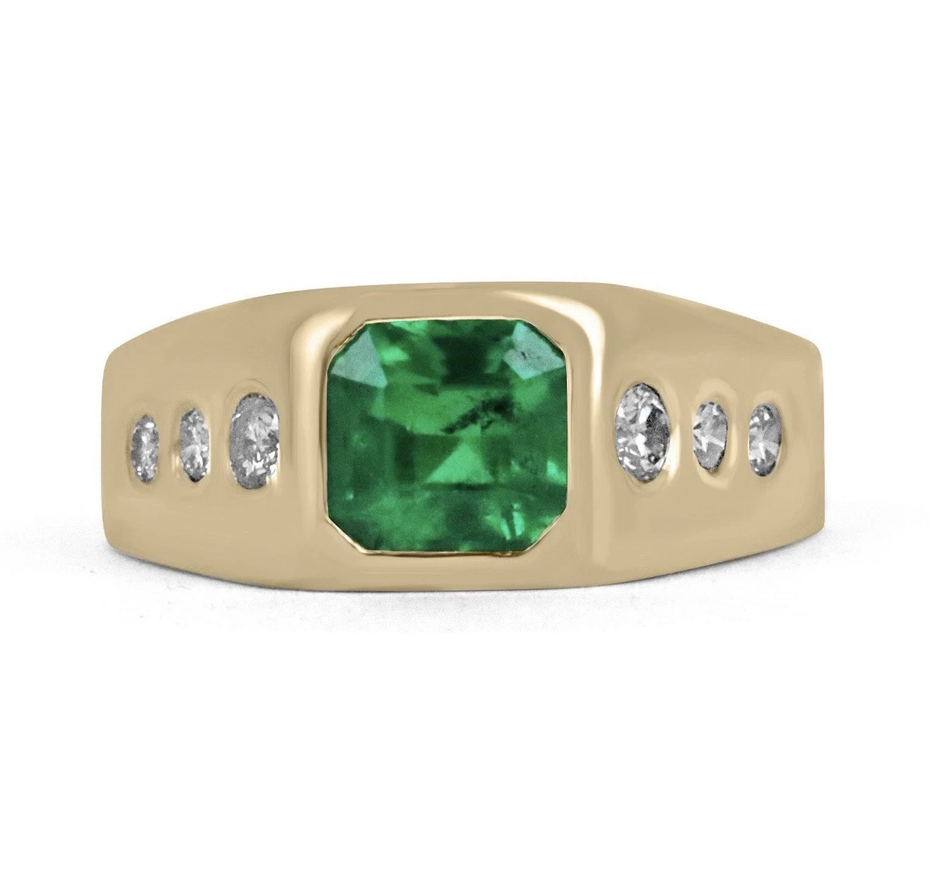 Natural Zambian Emerald Ring 14k Solid Gold Emerald Engagement Mens Ring