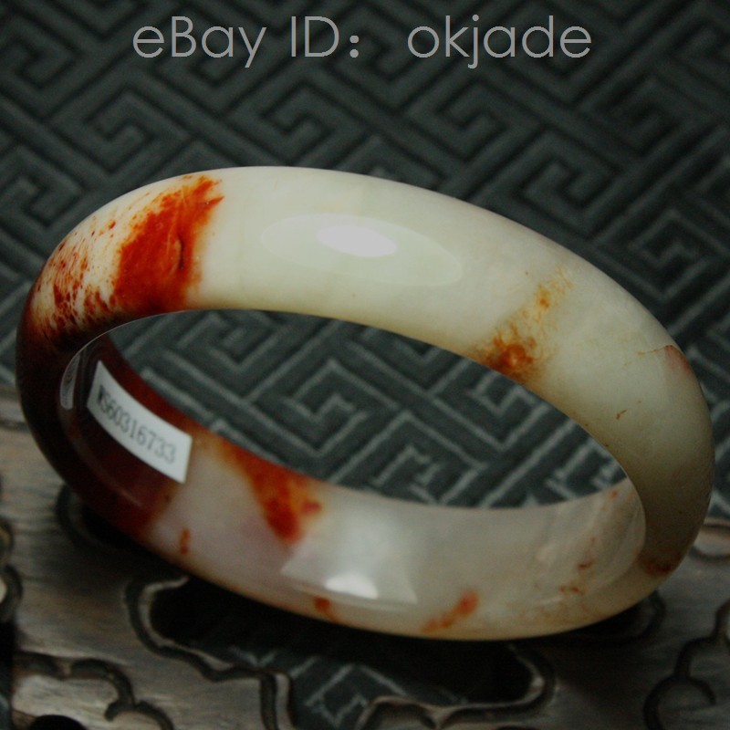 61mm Certified Beautiful Natural Grade A Red White Xiu Jade Bangle Bracelet 551