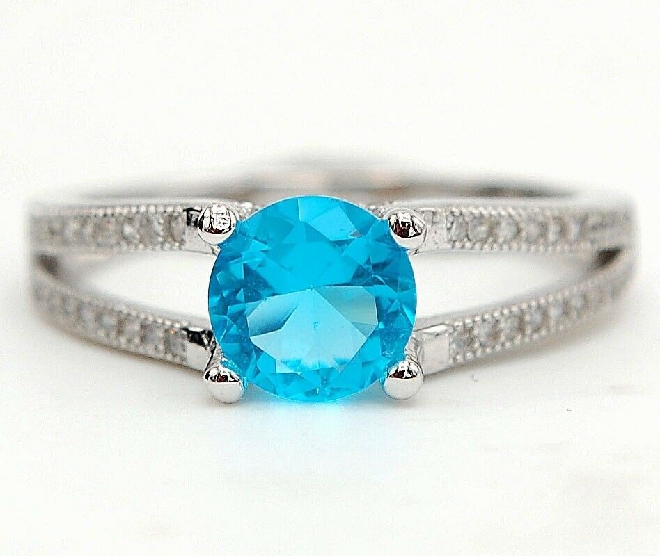 Heat Treated 2CT Blue Topaz 925 Solid Sterling Silver Ring Sz 8 UB3-9