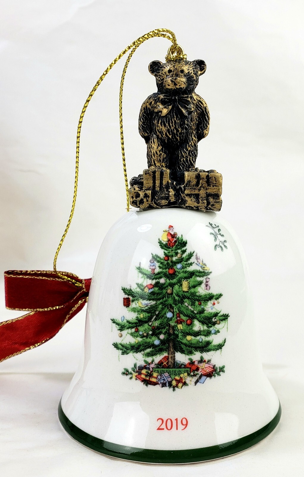 Spode Christmas Tree Teddy Bear Ceramic Bell 2019