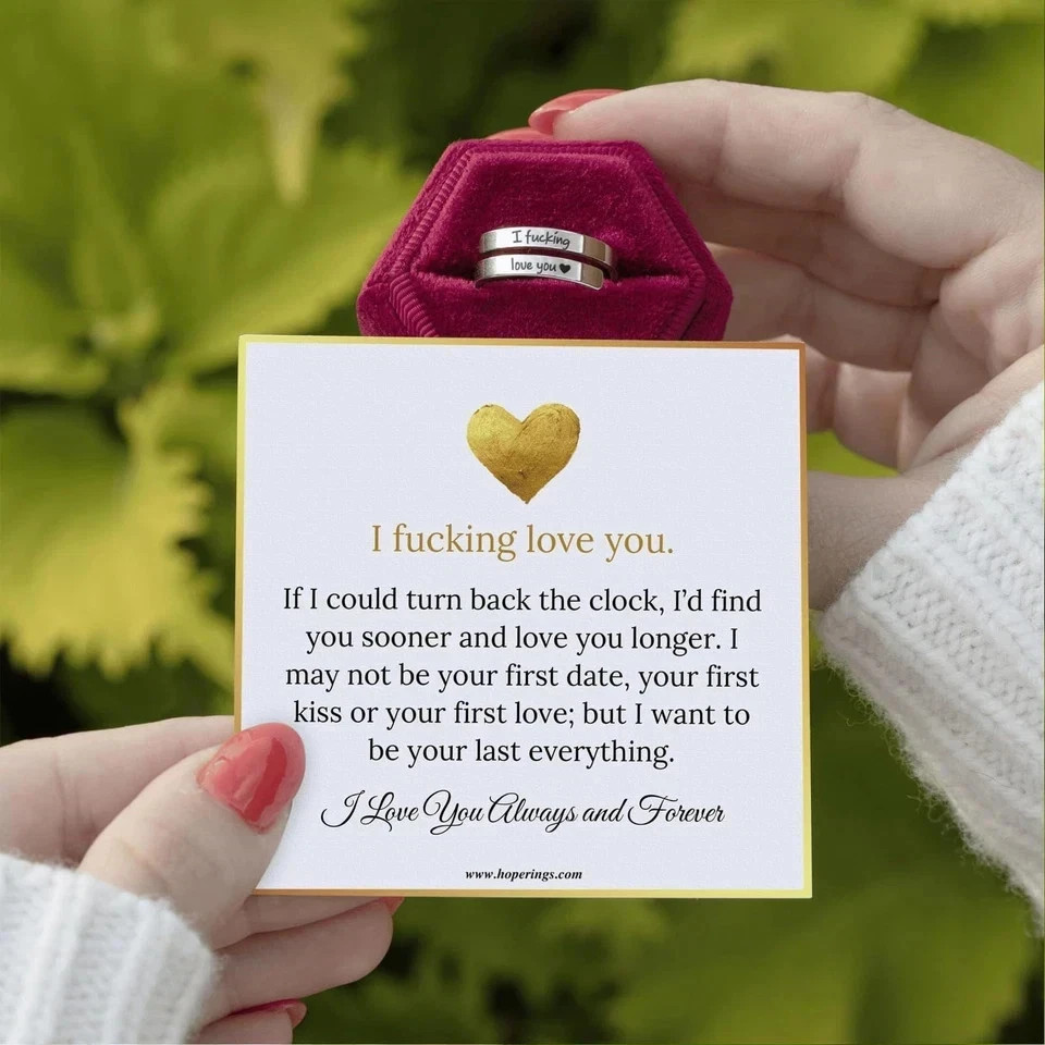 sunglnl I Fcking Love You Ring For Women, Open Adjustable Adjustable, Silver