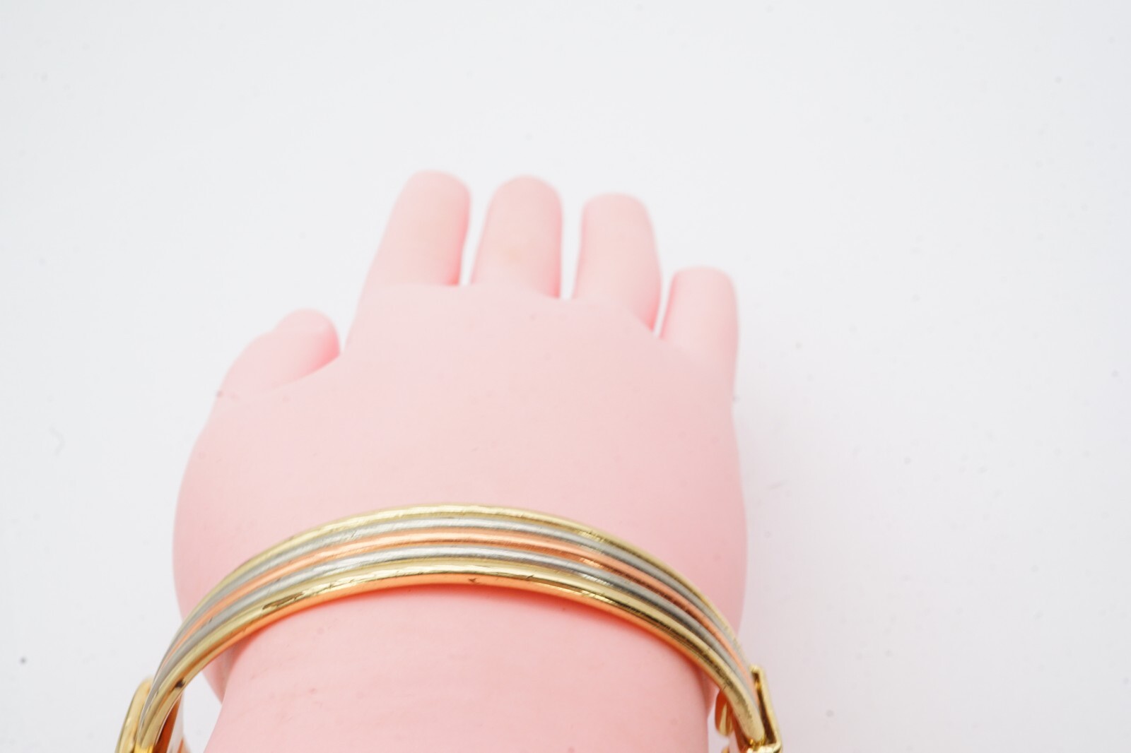 Vintage Bangle Bracelet Silver Gold Copper Tone 7.25″