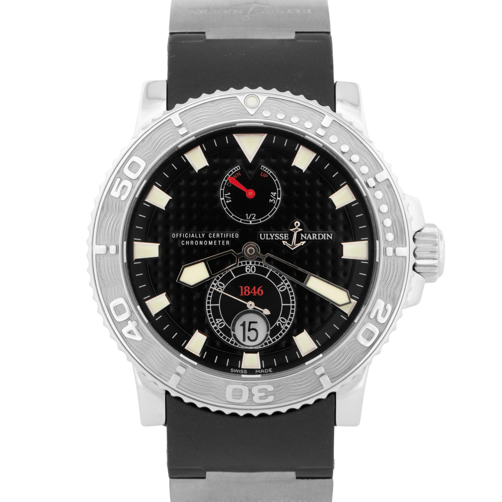 PAPERS Ulysse Nardin Maxi Marine Diver BLACK Steel 43mm 263-33 Watch BOX