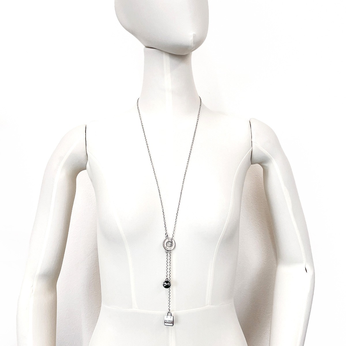 Christian Dior Necklace Lariat Christian Dior Beauty logo metal silver Women