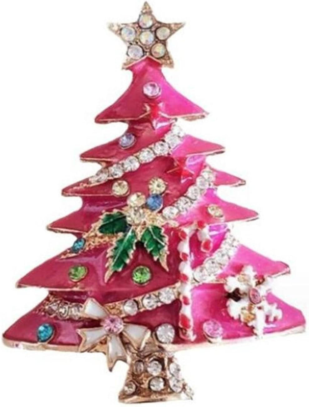 Broche arbol navidad rosa vintage pin sombrero brillante accesorio para mujer