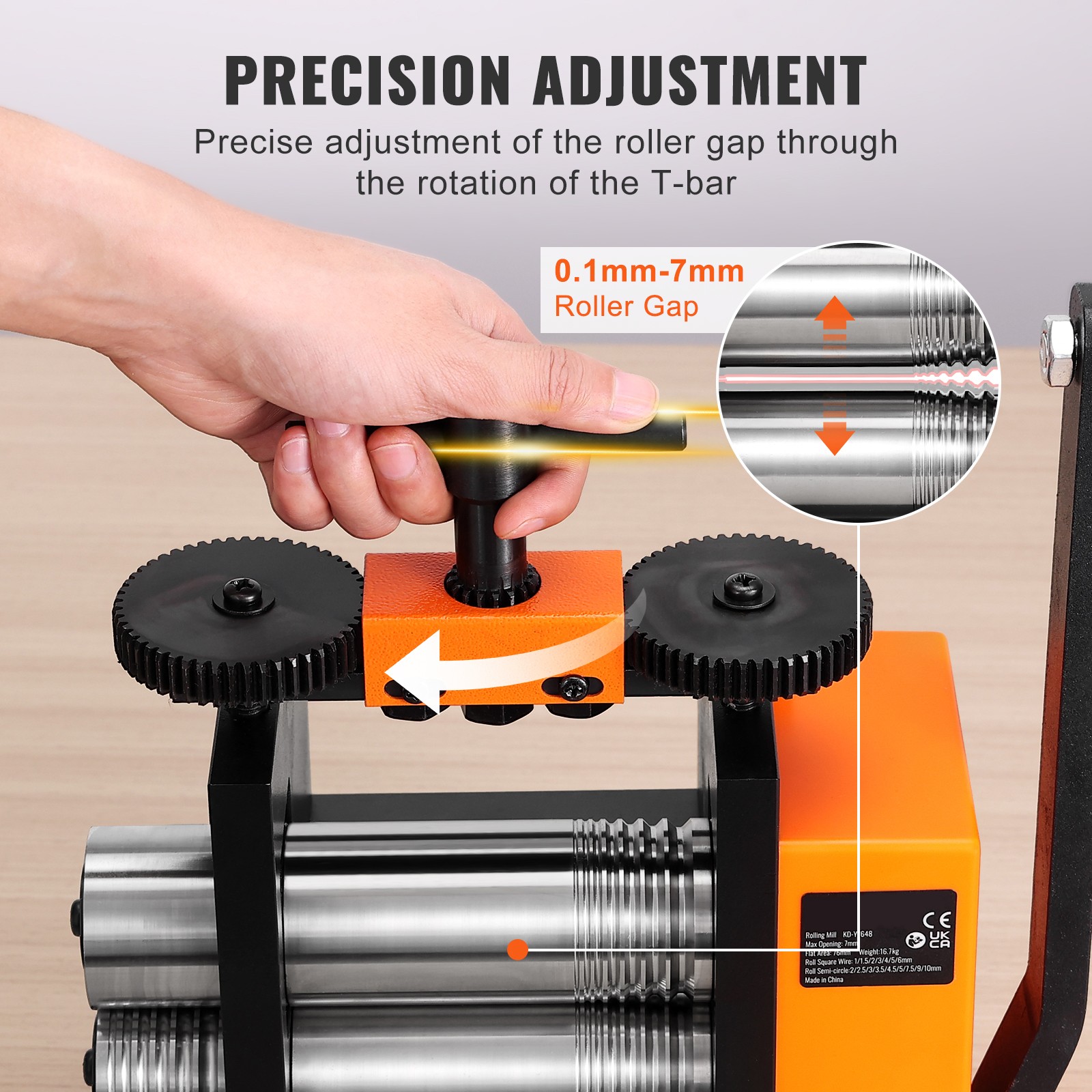 Uimoso Jewelry Rolling Mill Machine, 3″/76 mm, 1:2 Gear Ratio, 3-in-1 Design