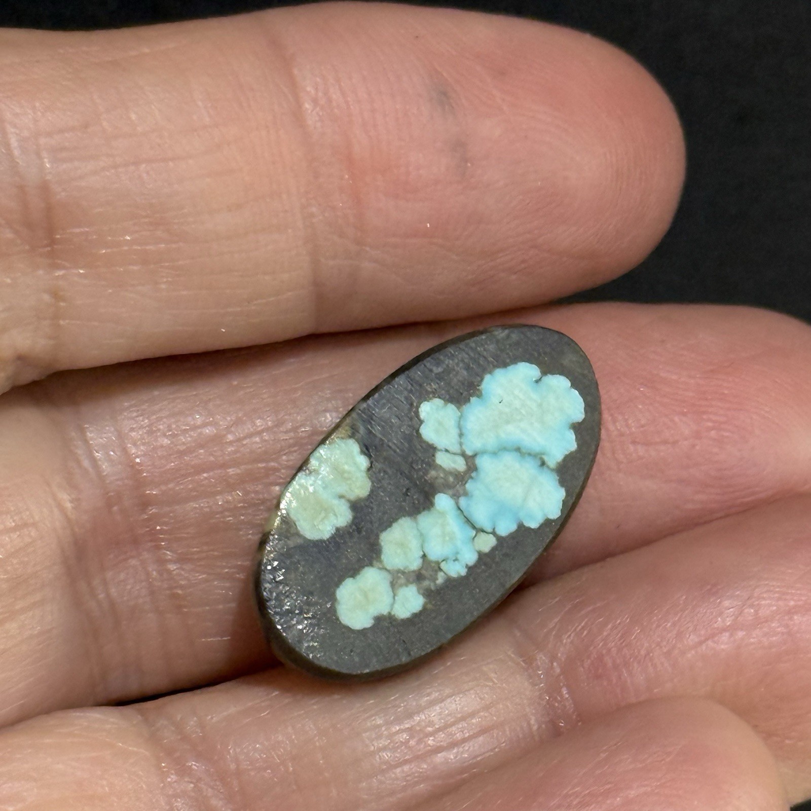 10.4ct22.5×12.2×5.4mm Natural #8 Mine Blue Turquoise Oval Cabochon Picture Stone